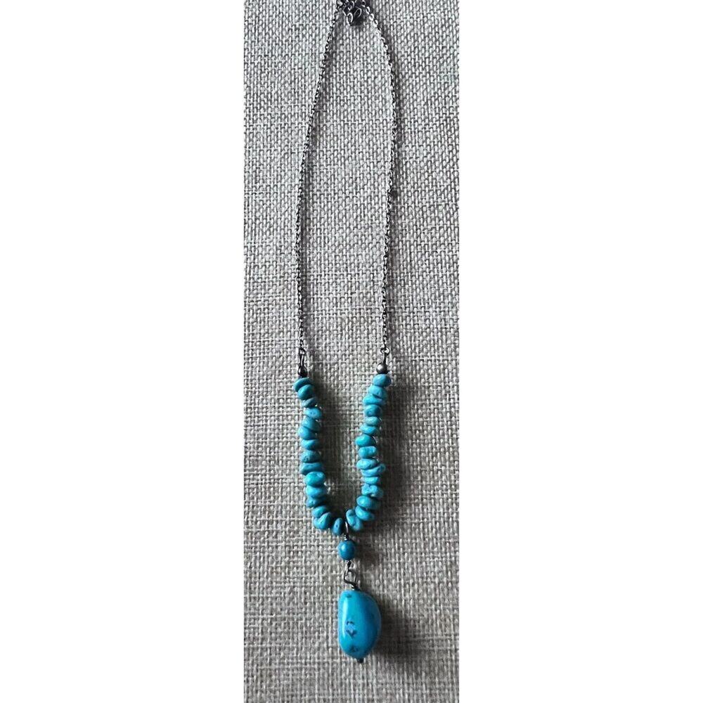 Turquoise & Sterling 925 Nugget Necklace 18”in 2in Extender